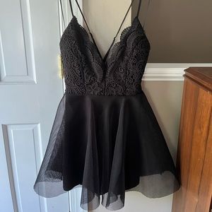 Luxxel Black Lace/Mesh Cocktail Dress